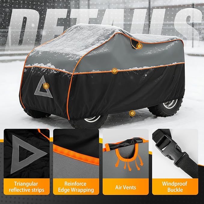Specialized Hail Protector ATV Cover, Multi-Layered ATV Hail Blankets Protector Cover with 5mm Thick High Density EVA Cushioning Foam Pad and Reflective Stripes, 96(L) x 48(W) x 50(H) in