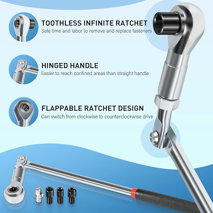 Yoursme 64180 Actuator Motor Wrench Kit Come with 5.5mm 7mm 8mm Sockets and 1/4" Square Drive Adapter, Replace Fasteners on Small Electric HVAC Motors