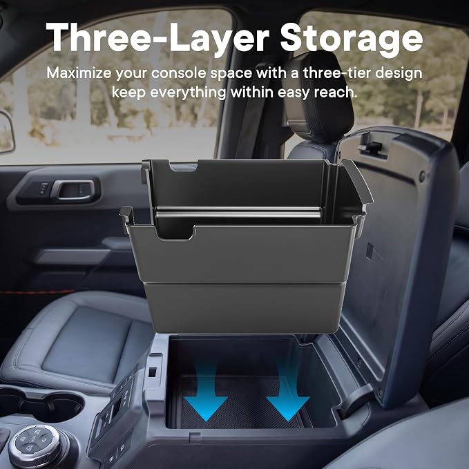 Center Console Organizer Fit for Ford Bronco 2025-2026 | Fit for 4-Door, armrest storage box, car console organizer, interior accessories