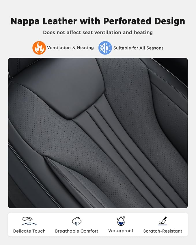 Huidasource Rear Car Seat Covers, Durable Waterproof Faux Leather, Universal Fit for Most Cars, SUVs & Trucks, Easy Installation, Preserve Cup Holders, Ideal for Family Use, Black