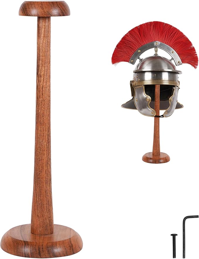 Mythrojan 14.5 Inch SOLID WOOD HAT DISPLAY STAND Sturdy Wooden Display Stand for Medieval Renaissance Cosplay Halloween Pin up Retro Hats (Natural)