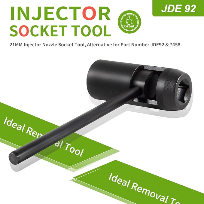 JDE92 Injector Socket Tool/21MM Injector Nozzle Socket Compatible with Engines Equipped with the Robert Bosch KDEL Injection Nozzle, Replace for JDE92, 7458