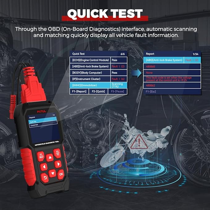 M4-As Motorcycle Diagnostic Tool Full System OBD2 Scanner 12+ Brands | Honda, Yamaha, Suzuki, Kawasaki, KTM, Vespa, KYMCO, SYM, PGO, Benelli, Euro 5/6, TPMS, ABS, IMMO, ECU Reset, Battery Test