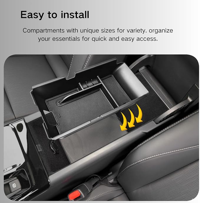 Center Console Organizer Tray for 2025 Toyota Camry LE/SE/XLE/XSE Accessories - Middle Console Armrest Storage Box Organizer Tray Insert Black Trim
