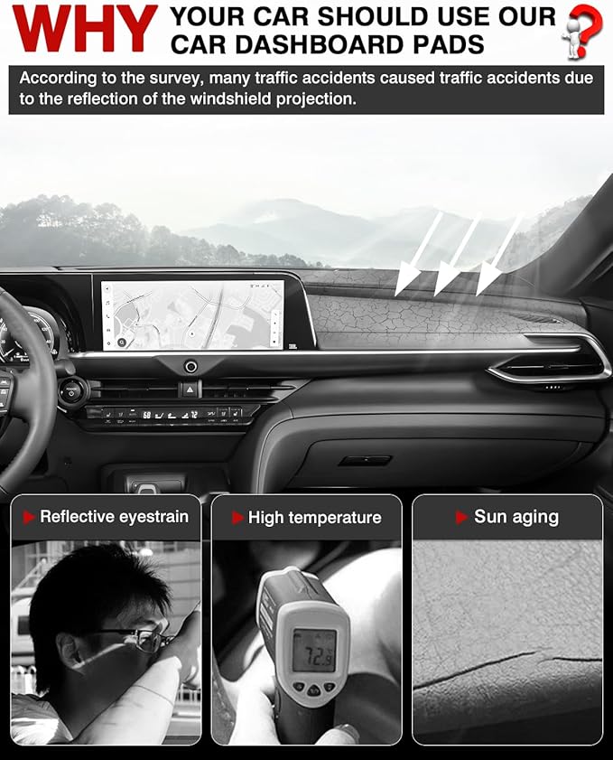 Autorder Dashboard Cover Mat Fit for 2023-2025 2026 Toyota Crown Accessories Dash Cover Flannel Dash Mat Sunshade Glare UV Rays Protector