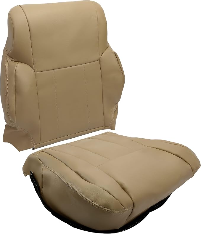 ALMULOO Seat Bottom Cover & Seat Back Cover Tan Compatible with 1996-2002 Toyota 4Runner – Left or Right Side – Artificial Leather Replacement Set
