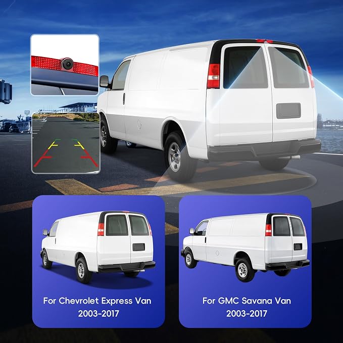 Car Brake Light Rear View Backup Camera for Chevy Express Van 2003-2017 / GMC Savana Van 2003-2017 Top Rear Brake Light Camera HD IR Night Vision Reversing Camera IP67 Waterproof