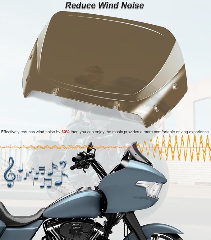 10" Wave Windshield Windscreen Wind Splitter fits for Harley Davidson CVO Road Glide FLTRXSE 2023-up,CVO Road Glide ST FLTRXSTSE 2024-up,Road Glide FLTRX 2024-up,2026-up FLTRT&FLTRXL