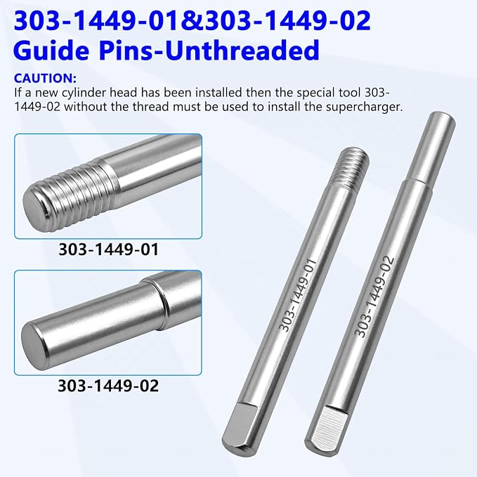 ZKTOOL 8PCS Supercharger Installation Guide Pins Set for Jaguar Land Rover | Fits 3.0L V6 & 5.0L V8 Engines, Replaces 303-1449-01 (Threaded) & 303-1449-02 (Non-Threaded)