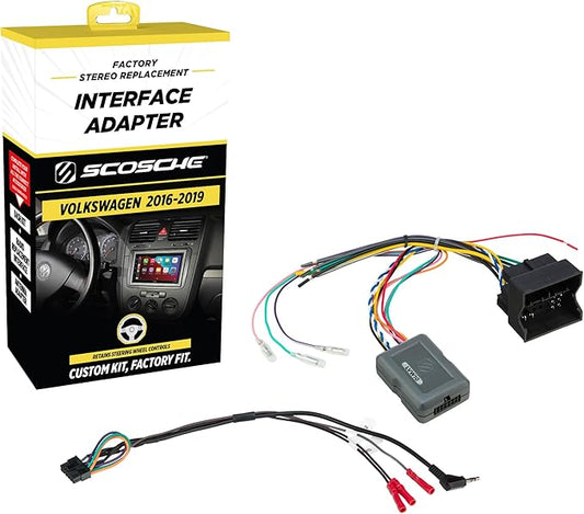 Scosche LVW10 Link Factory Radio Replacement Interface Adapter Compatible with Select Non-Amplified 2016-19 Volkswagen Vehicles - Retain Steering Wheel Control - Car Stereo Wiring Harness