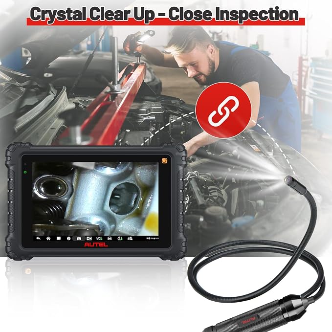 Autel MaxiVideo MV108S Borescope Inspection Camera, 2026 Endoscope with 8.5mm Waterproof Image Head, Work w/All Autel Scanners MK808 MX808 MX900 MK900