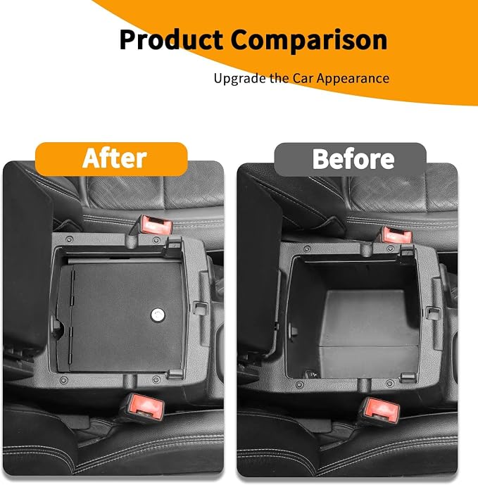Hoolcar Center Console Armrest Locking Storage Safe Box Armrest Organizer Vault Safe Box with Key Compatible with Jeep Wrangler JL JLU 2018-2024, Interior Accessories