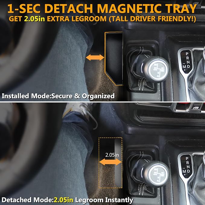 Upgrade Magnetic Metal Gear Shift Center Console Organizer for Jeep Wrangler Accessories and Jeep Gladiator JL JLU 2026 2025 2024-2018 Rubicon Sahara 4xe Storage Box Tray,Star Logo(Not for JK/JKU)