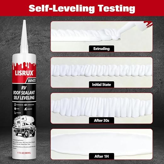 6 Pack RV Roof Sealant,Self Leveling Lap Sealant for RV Roofs,White RV Caulking Sealant Waterproof for Camper, Trailer & Motorhome