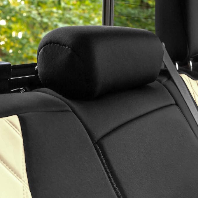 FH Group Custom Fit Car Seat Covers Specifically Made for 2019-2023 GMC Sierra 1500 2500HD 3500HD SLT AT4 Denali - Ultraflex Neoprene Water Resistant Automotive Seat Covers - Full Set Beige