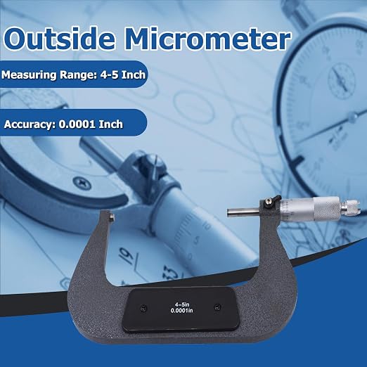 4-5" Accuracy Outside Micrometer 0.0001" Carbide Tipped for Precision Measurement Work
