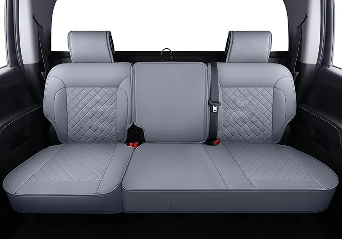 LUCKYMAN CLUB Chevy Silverado/Sierra P01-S1 Seat Covers Full Set, Fit 2019-2024 1500/2020-2024 2500 HD/3500 HD Crew Cab with Breathable Faux Leather (Full Set, Gray)