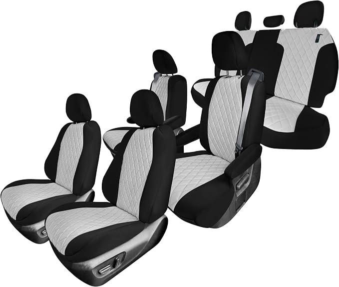 FH Group Custom Fit Car Seat Covers Specifically Made for Toyota Sienna 2021-2024, Gray Ultraflex Neoprene Full Set Automotive Seat Covers, 7 Seater SUV Seat Covers, Toyota Accessories