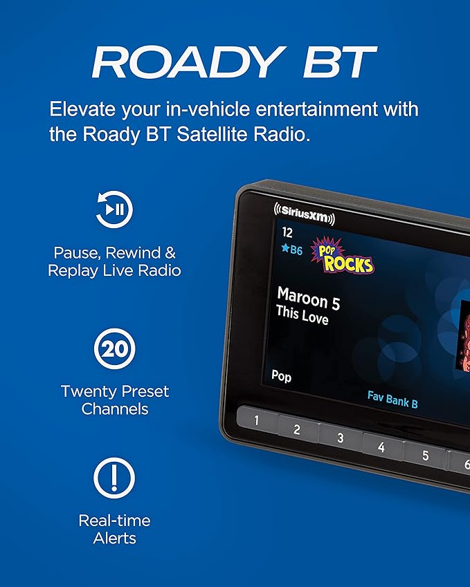 SiriusXM Roady BT Vehicle Satellite Radio - Enjoy SiriusXM Through Your Existing Car Stereo (RoadyBT SXVRBT1) (Renewed)