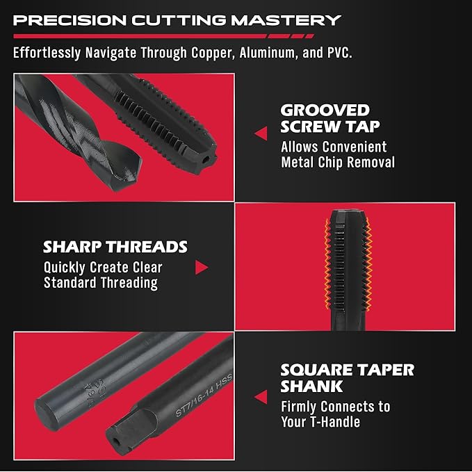 SEDY SAE Thread Repair Helicoil Kit - 131PC with HSS Drill Bits, Inserts, Taps, and Breakoff Tools for Rethreading on Metal, Engine, Pipe Repair - Sizes 1/4" 5/16" 3/8" 7/16" 1/2"