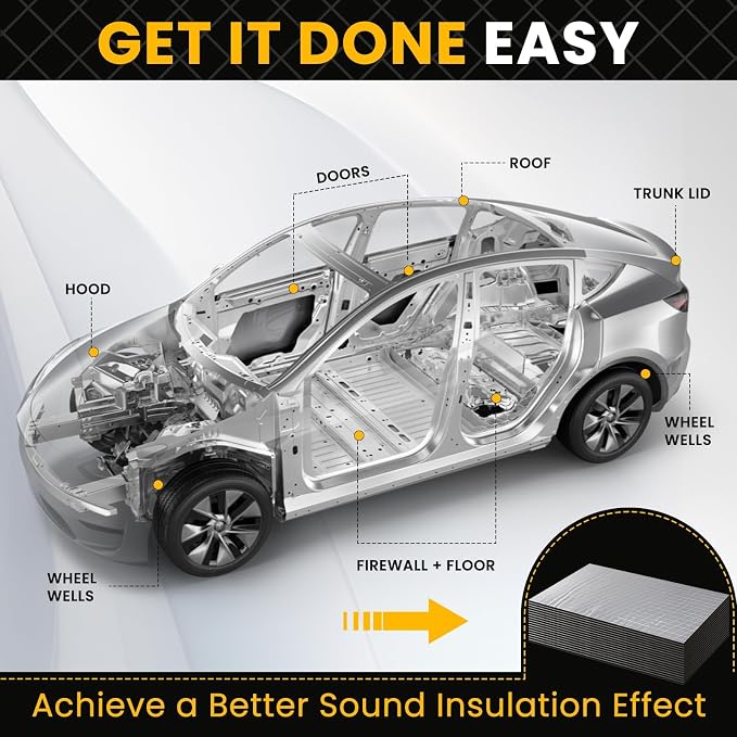 VOISEN Sound Deading Material for Cars,197 mil(5mm) 31 sqft Sound Deadening,Aluminum Foil Foam Automotive Soundproofing Material,Noise Insulation and Vibration Dampening Material 28 Pcs