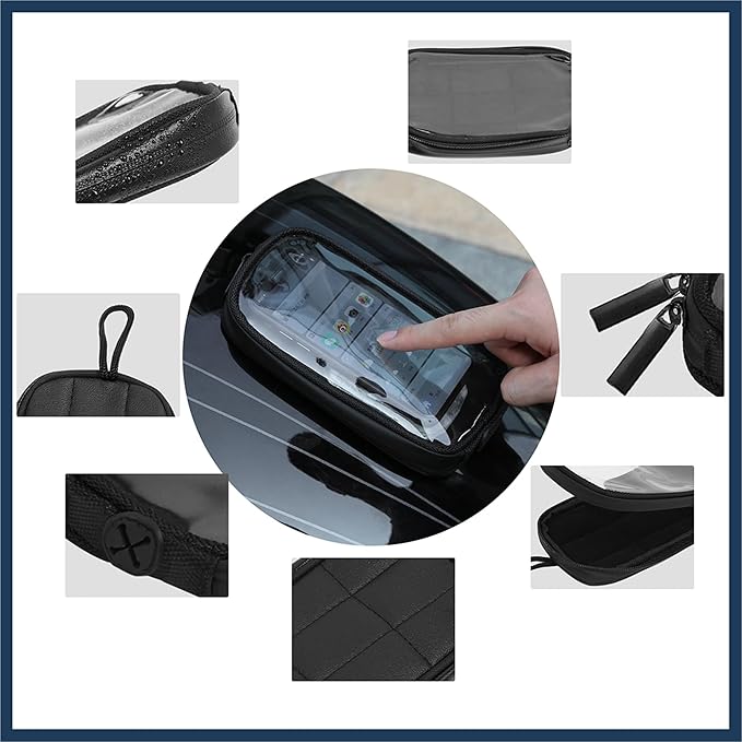 Universal 7'' Magnetic Tank Bag with Headphone Hole PU Leather Waterproof Motorbike Saddlebag for Motorcycle Stylish Design