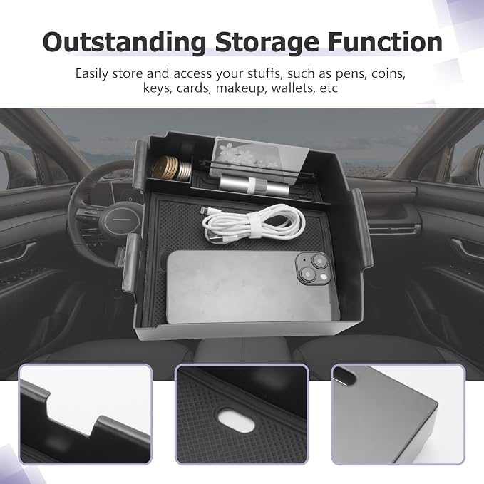 LUWU 2026 Tucson Accessories Center Console Organizer for 2025-2026 Hyundai Tucson Armrest Box Organizer Tray Only Fit for Tucson Hybrid/Limited - NOT for 2022-2026 Tucson with Automatic Transmission
