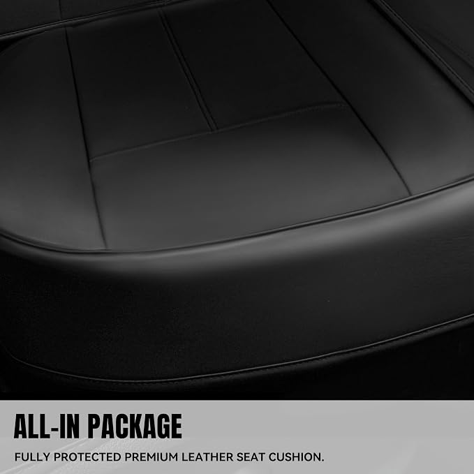 CAR PASS Nappa Leather Back Seat Cover, Waterproof Bench Rear Seat Cover, Breathable Back Row Protector Luxury Cushioned, XL-L-M Size Universal Fit for Cars SUV Pick-up Truck Sedan(Black Charcoal)