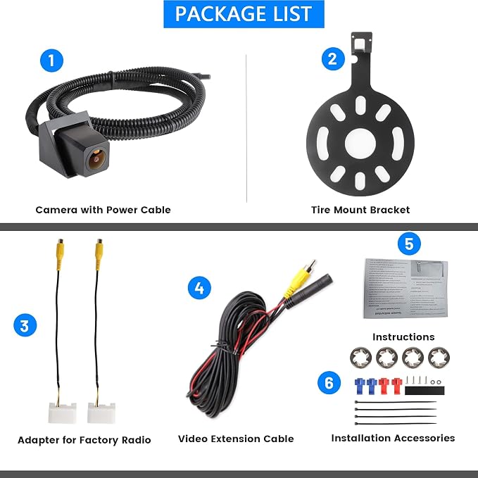 EWAY Classic 1.0 Backup Camera w/ 16FT 4PIN Extension Cable for Jeep Wrangler Spare Tire Mount 2007-2018, Rear View Reverse Camera for JK JKU Rubicon Sahara Removable Guidelines w/OEM Monitor Adapter