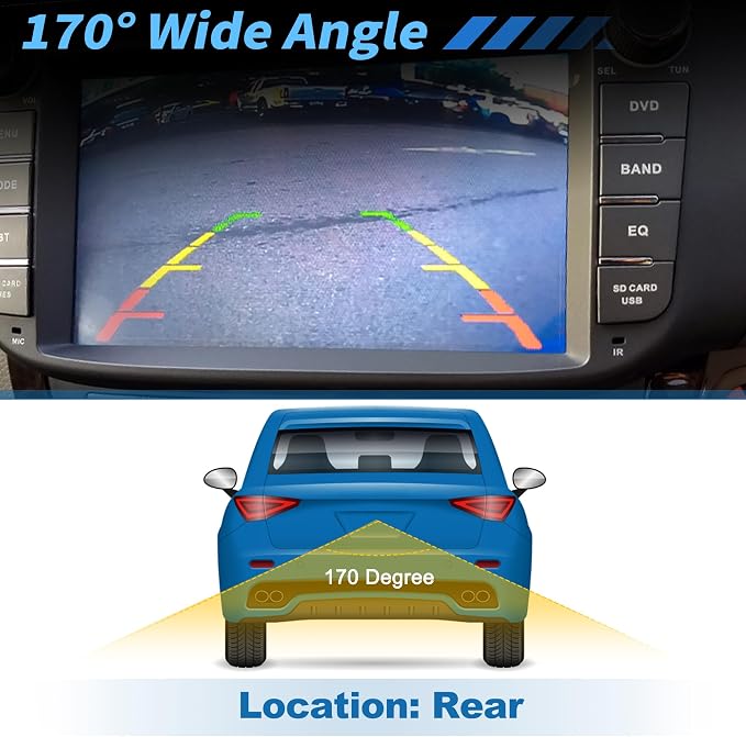 AHD 1080P Backup Camera with 5 Inch Monitor Rear View Reverse Camera with Bracket 170° Wide Angle Night Vision IP69 Waterproof for Car Truck SUV