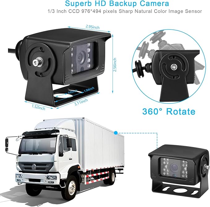 Truck Backup Camera System,Trailer Rearview cab cam Camera with 7 inch Monitor+ 4 PIN Camera Cable for Bus/Truck/Van/Trailer/RV/Camper/Motor Home/Vehicle
