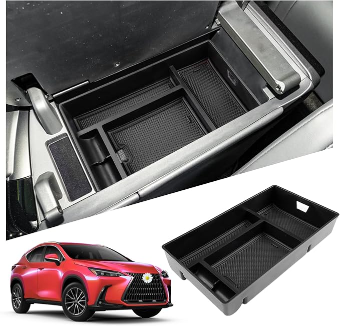 Ruiya 2022-2026 Lexus NX Center Console Organizer for 2026 Lexus NX Accessories ABS Material Armrest Storage Tray Compatible with 2022 2023 2024 2025 2026 Lexus NX 250/350/350h/450h