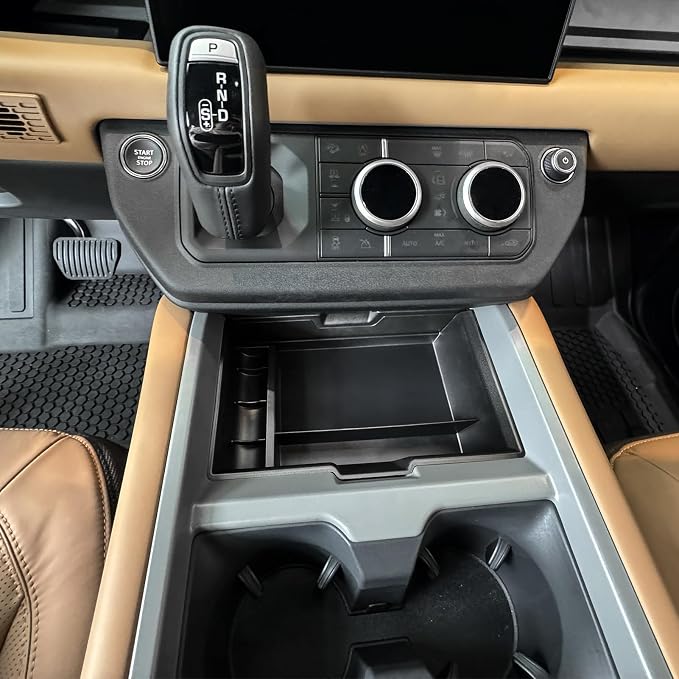 Console Storage Box for 2025-2026 Land Rover Defender 90 110 130 Upper Storage Compartment for Lower Center Console Organizer Tray Interior Trim Modification Accessories (Lower storage compartment)
