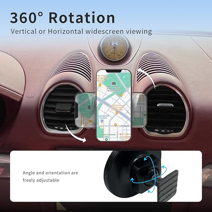 Car Phone Holder for Porsche 718 2017-2025, Magnetic Dashboard Phone Mount with MagSafe Ring, 360° Rotating Adjustable Holder,Vehicle-Specific Porsche 718 Auto Accessories