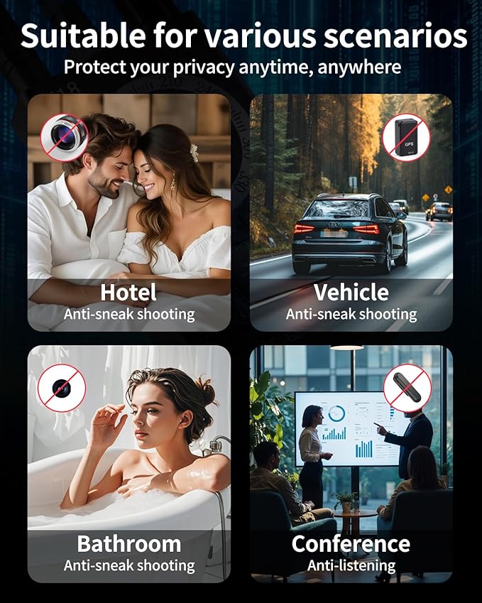 Hidden Camera detectors, Anti spy Camera detectors, GPS Tracker detectors, Hidden Device detectors for RVs, Hotels, bathrooms, Homes, and Offices (Black)