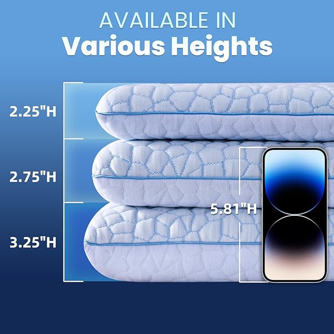 Ultra Thin Flat Pillows for Sleeping,Cooling Slim Memory Foam Pillow 2.25 in Height Ultra Thin Pillow,Low Profile Sleeper Pillows for Stomach Sleeper for Neck and Back Support Stomach sleeping pillow
