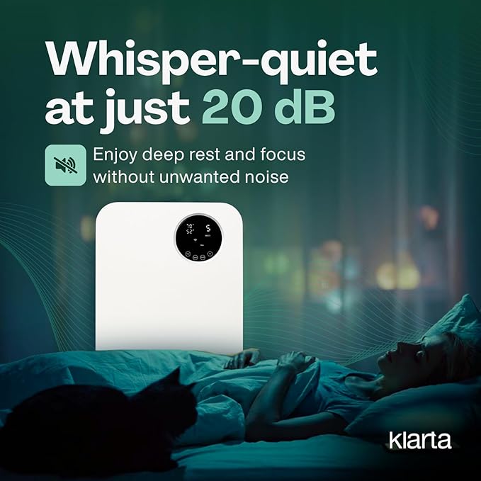 Air Purifier for Home - Smart WiFi App - Ultra Quiet 20 dB - Removes Allergens, Smoke & Odors - 99.97% Particle Filtration - Up to 1237 ft² - Klarta Forste Pink