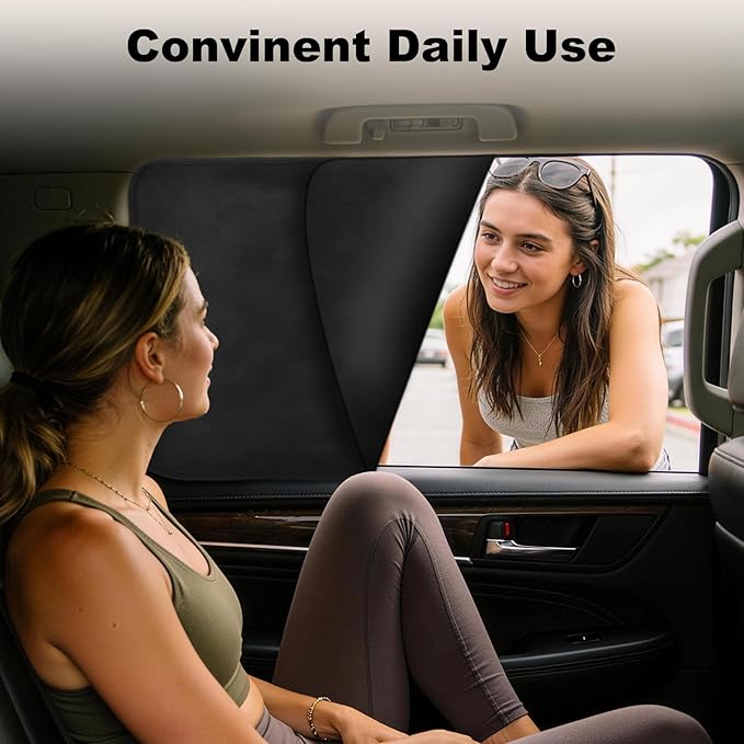 XCBYT Magnetic Car Window Shades 4PCS, 100% Blackout Privacy Curtains for Side Windows, Suede Car Window Covers for Camping, Baby Care, Breastfeeding & Road Trip Sleep