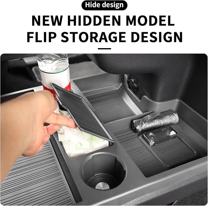 Compatible with 2026 Toyota Sienna Center Console Organizer with Cup Holder, Lower Storage Box Accessories (TPE Material with Original car Wood Grain (Compatible with 2021-2026 Toyota Sienna), Gray)