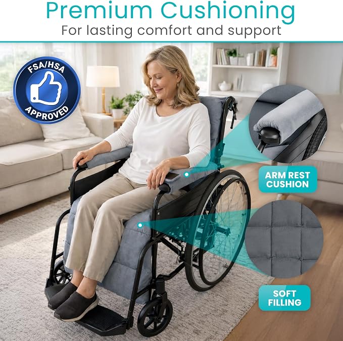 Vive Wheelchair Seat Cushion - Comfortable Back Pressure, Pain Relief - for Desk, Office, Car, Gaming Chair - Large, Soft Non-Slip Pillow for Coccyx - Folding Lower Tailbone Support