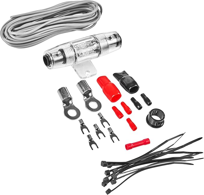 Belva True 4 Gauge AWG Premium CCA Complete Amplifier Wiring Kit with OFC 2-Channel RCA Cable - BAK42BK Gray
