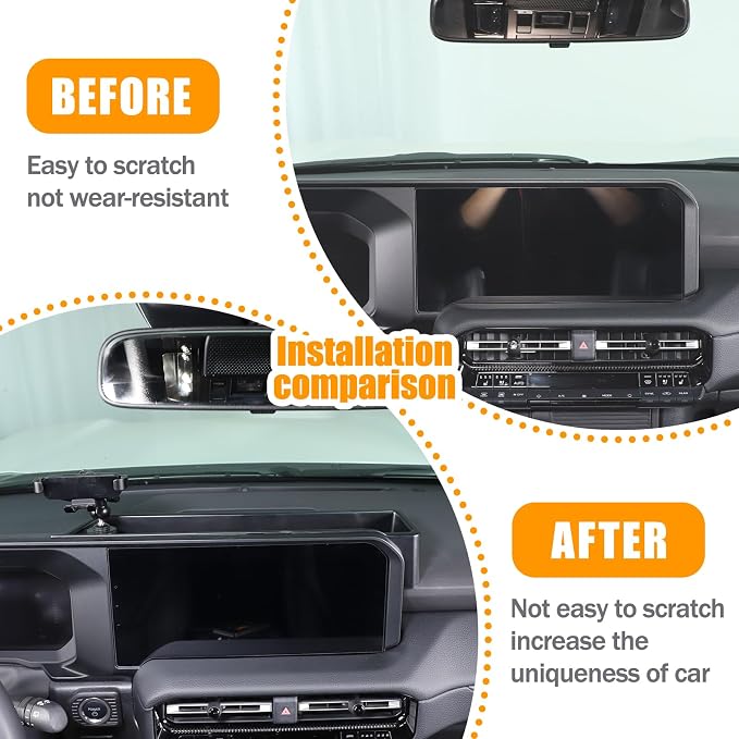 Center Console Dash Organizer Tray Compatible with Toyota Land Cruiser 250 Prado 2024 2025 2026 Navigation Screen Rear Insert Auxiliary Storage Box,Phone Holder Accessories (Style B)