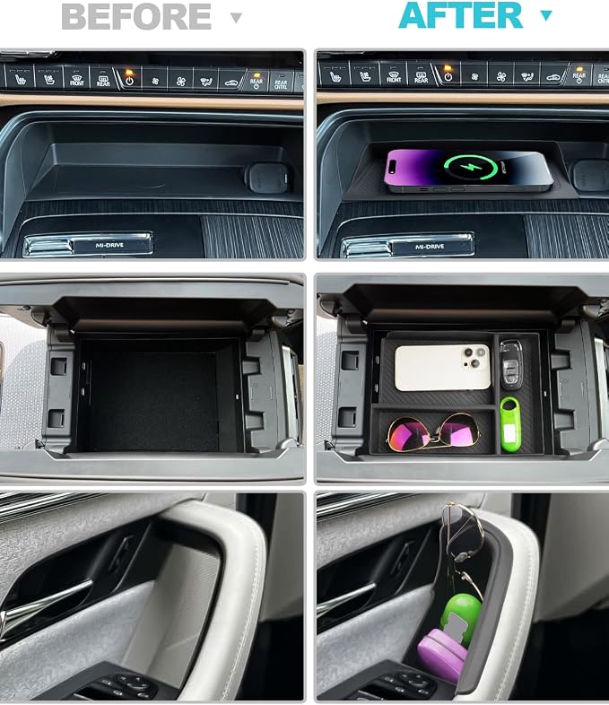 CDEFG Upgraded for 2024 2025 2026 Mazda CX-90 CX-70 Center Console Organizer, 2024 2025 2026 Mazda CX90 CX70 Middle Console Armrest Storage Box CX-90 CX70 Accessories (6PCS)