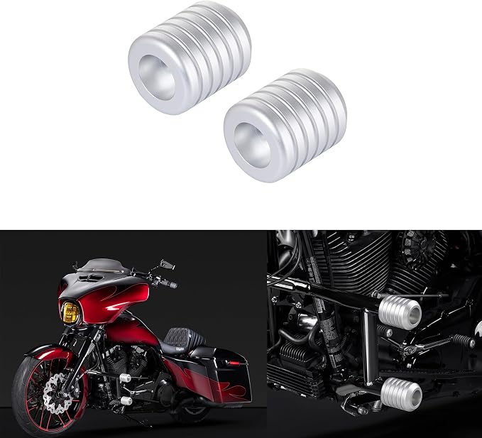 Advanblack Motorcycle Frame Sliders Machined CNC Alumium Crash Bar Slider Fit All Flat Out & Highway 1 1/4" Crash Bar Saddlebags Guards (Silver)