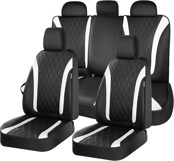 FLORICH Seat Covers, Car Seat Covers Full Set, Waterproof Leather Car Seat Protector, Front and Rear Seat Covers for Cars, Automotive Seat Covers Universal Fit for Most Cars Truck SUV