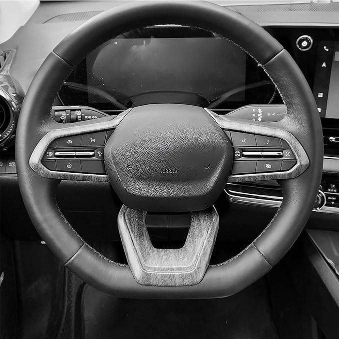 Premium Car Steering Wheel Handle Frame Cover, Compatible with Chevy Equinox 2025-2026 Accessories– Anti-Slip, Universal Fit, Easy Install & Luxury Upgrade Accessories (Wood Grain)
