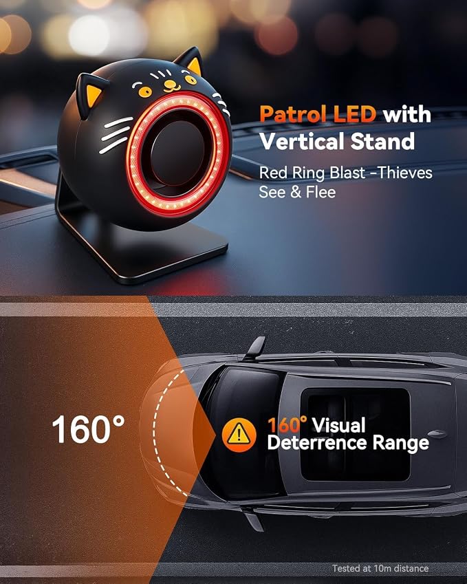 ELECTOP Anti Theft Car Device Bundle (Car Alarm System with Motion Sensor & Sound + Steering Wheel Lock) Car Alarm System for Auto Truck Van SUV
