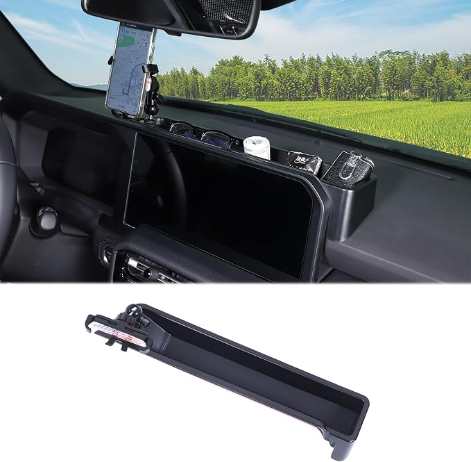 Car Center Console Dash Organizer with Phone Holder Compatible with Toyota Land Cruiser 250 Prado LC250 J250 2024 2025,ABS Dashboard Tray Storage Box Interior Accessories (Phone Mount Holder C)