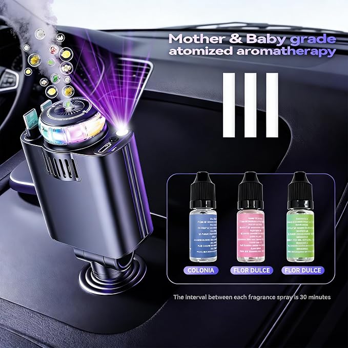 Retractable Car Charger with Aromatherapy and Starlight, 5 in 1 USB C Car Charger Adapter, 69W Fast Charging Cars Phone Chargers, Cars Air Freshener Compatible with iPhone 17 16 15 14 13 and Android