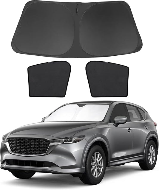 3PCS Car Window Shades Front Windshield Sun Shade Foldable Window Shade Custom Fit for 2017-2024 Mazda CX-5 Accessories Car Shades for Front Windows Anti-UV Rays Block Heat